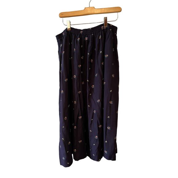 Vintage 90s ESPRIT Blue Floral rayon midi skirt - Picture 5 of 7
